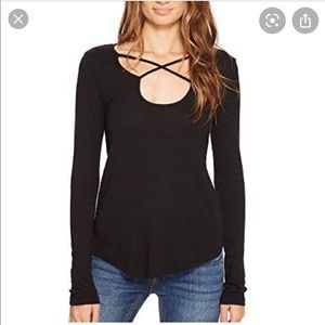 Splendid Criss Cross Modal Long Sleeve Pink Top M